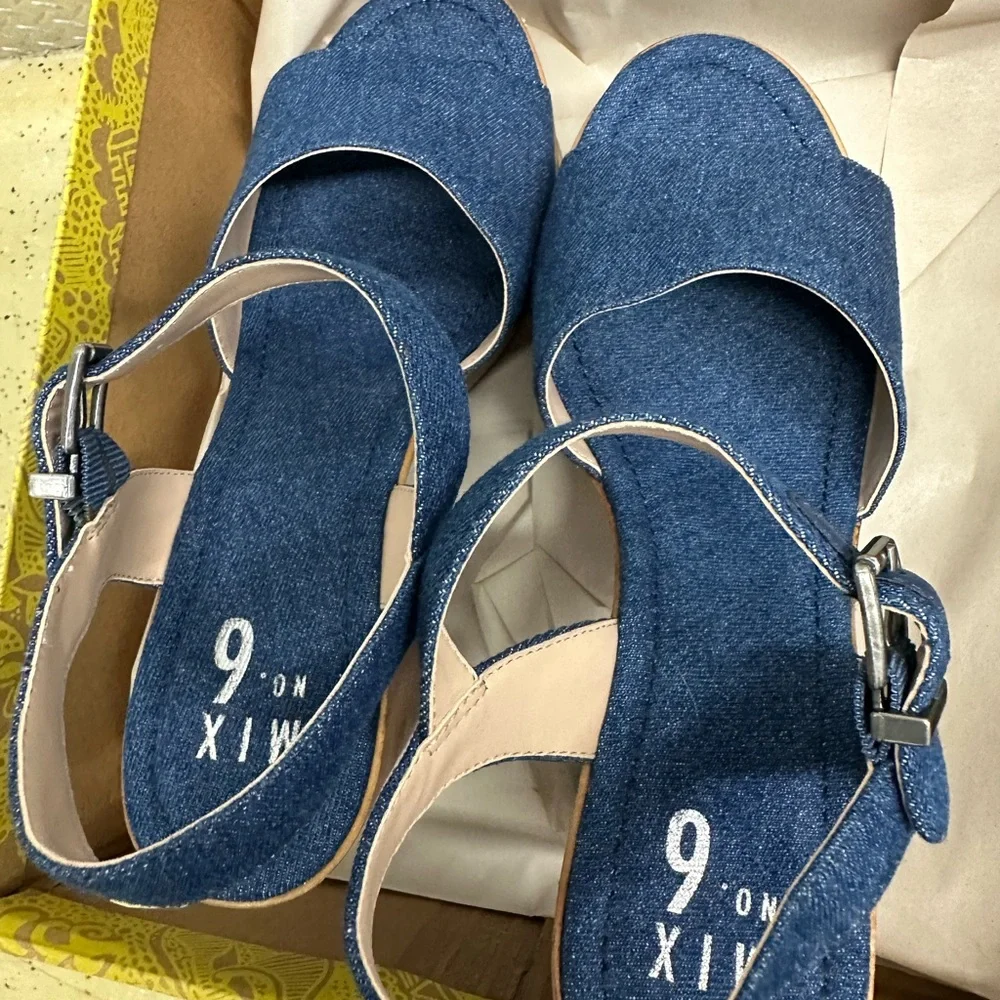 Mix No. 6 Blue Denim Platform Sandals New‼️ - Picture 2 of 3